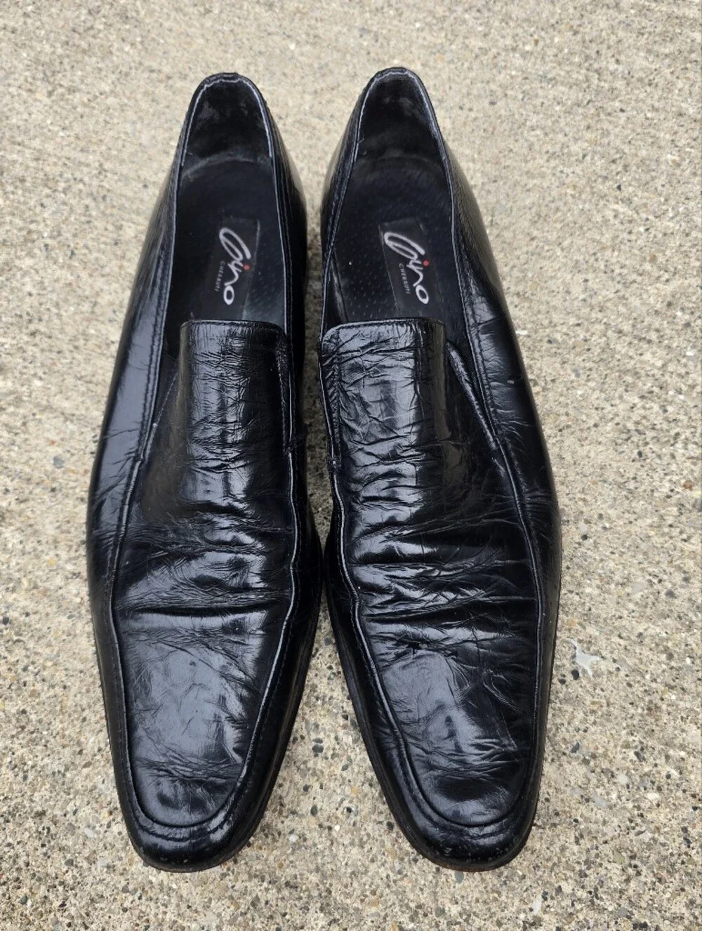 Black Leather Slip-On Dress Shoes for Men